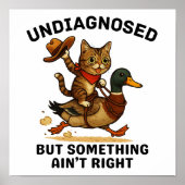 Meowdy Partner Poster, Funny Cowboy Cat Dark Print Poster (Vorne)