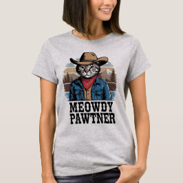 Meowdy Pawtner Funny Country Western Cat Vintag T-Shirt