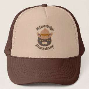 Meowdy Purrdner Niedlich Cowboy Cat Cartoon Truckerkappe