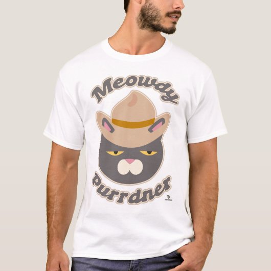 Meowdy Purrdner Niedlich Cowboy Hat Cat Slogan T-Shirt (Vorderseite)