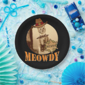 Meowdy Texan Cat Cowboy Sheriff Personalisiert Pappteller (Party)