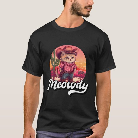 Meowdy Texas Cat Meme Country Music Cowgirl Niedli T-Shirt (Vorderseite)