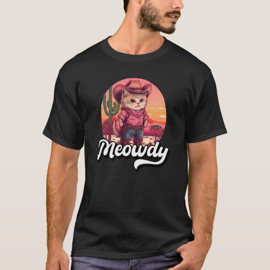 Meowdy Texas Cat Meme Country Music Cowgirl Niedli T-Shirt (Vorderseite)