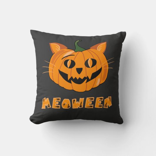 Meoween cute Halloween pumpkin cat  Kissen (Vorderseite)