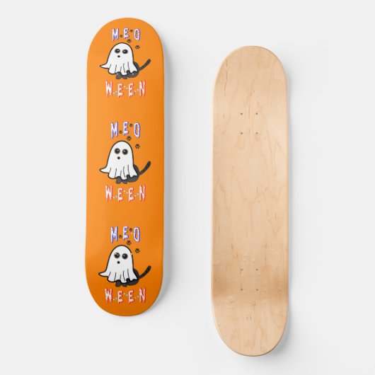 Meoween Ghost Kitten 31 Cat USA Oktober Halloween Skateboard (Vorderseite)
