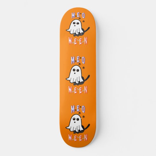 Meoween Ghost Kitten 31 Cat USA Oktober Halloween Skateboard (Vorderseite)