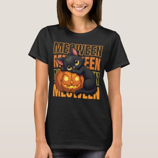 MEOWEEN - Katzenliebhaber Halloween T-Shirt (Vorderseite)