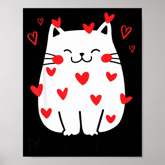 Meowentine Cute Cat Valentines Day Heart Meow Kitt Poster (Vorne)