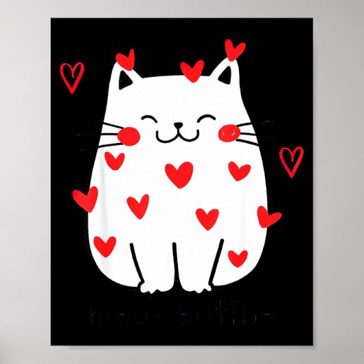 Meowentine Cute Cat Valentines Day Men Women Cat D Poster (Vorne)