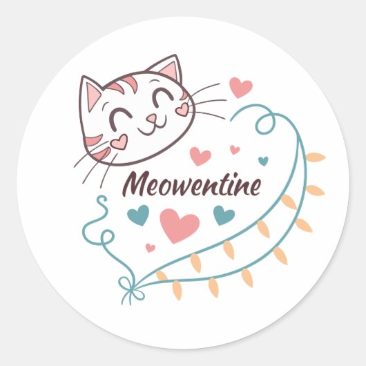 Meowentine Stickers Design für Katzen Liebhaber (Vorderseite)