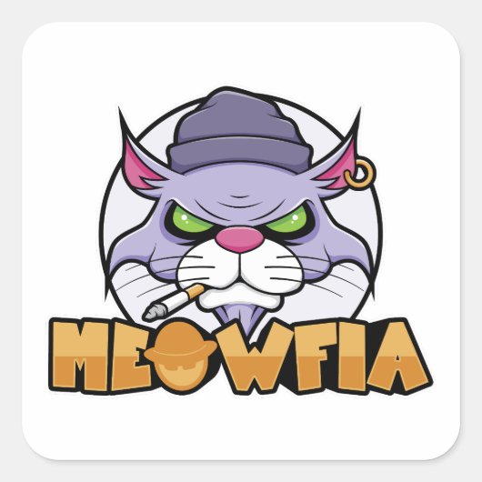 Meowfia Funny Gangster Burmese Cat Sticker (Vorderseite)