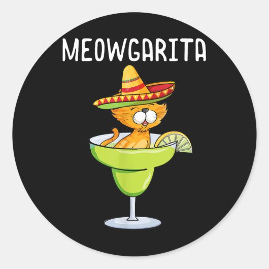 Meowgarita - Cinco De Mayo Margarita Cat Lover Runder Aufkleber (Vorderseite)