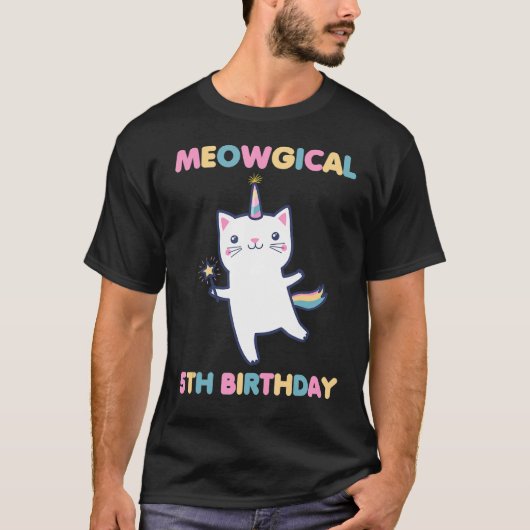 Meowgical 5th Birthday Kitty 5 Year Old Bday Cat T-Shirt (Vorderseite)