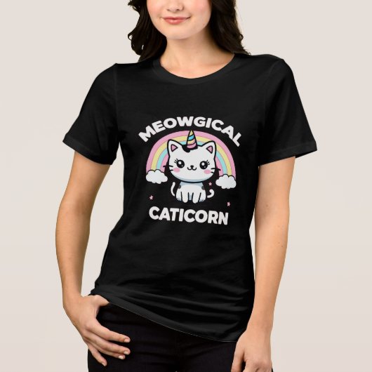 Meowgical Caticorn Niedlich Unicorn Cat Kawaii Des Tri-Blend Shirt (Vorderseite)
