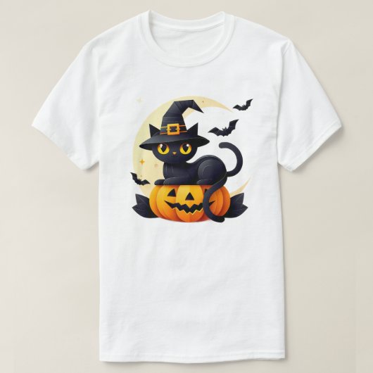 Meowgical Halloween Black Cat T-Shirt (Design vorne)