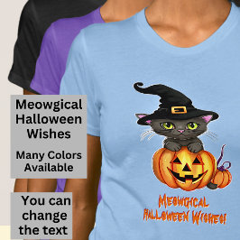 Meowgical Halloween wünscht Katze Hexenhut Pumpkin T-Shirt