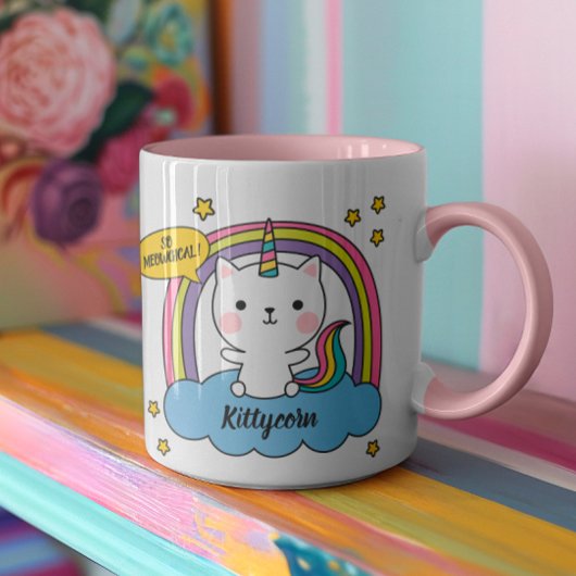 Meowgical Niedlich Caticorn Rosa Cartoon Tasse