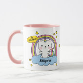 Meowgical Niedlich Caticorn Rosa Cartoon Tasse (Links)
