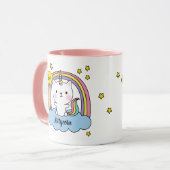 Meowgical Niedlich Caticorn Rosa Cartoon Tasse (Vorderseite Links)