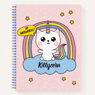 Meowgical Niedlich Kawaii Caticorn Pink Cartoon Notizblock