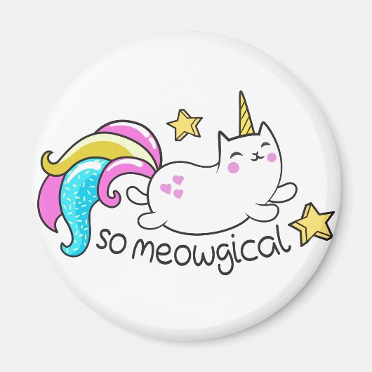 Meowgical Niedlich Unicorty Kitty Glitzer Glitzern Magnet (Vorne)