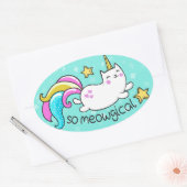 Meowgical Niedlich Unicorty Kitty Glitzer Glitzern Ovaler Aufkleber (Umschlag)