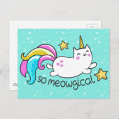Meowgical Niedlich Unicorty Kitty Glitzer Glitzern Postkarte (Vorne/Hinten)