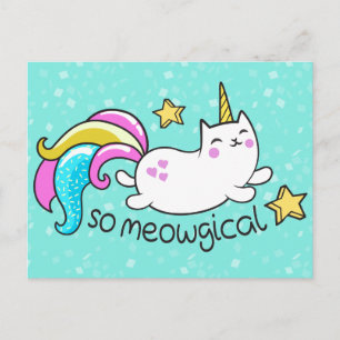 Meowgical Niedlich Unicorty Kitty Glitzer Glitzern Postkarte
