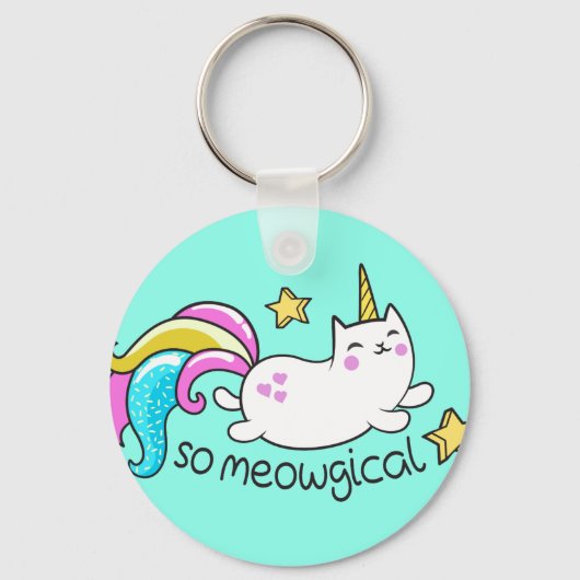 Meowgical Niedlich Unicorty Kitty Glitzer Glitzern Schlüsselanhänger (Vorderseite)