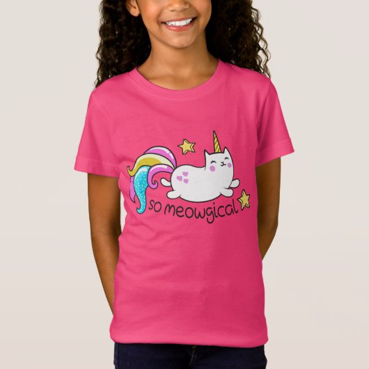Meowgical Niedlich Unicorty Kitty Glitzer Glitzern T-Shirt (Vorderseite)