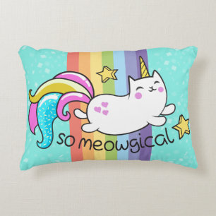Meowgical Niedlich Unicorty Kitty Glitzer Glitzern Zierkissen