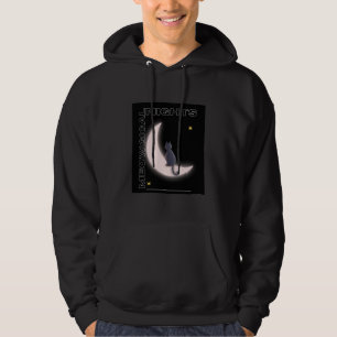 Meowgical Nights Cat on Crescent Moon - Whimsical Hoodie
