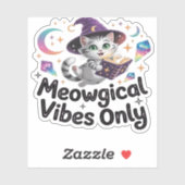 Meowgical Vibes Only, Floating Kawaii Witch Cat Ov Aufkleber (Blatt)