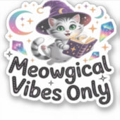 Meowgical Vibes Only, Floating Kawaii Witch Cat Ov Aufkleber (Vorderseite)