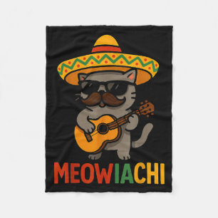 Meowiachi Cinco de Mayo Katze Gitarre Schnurrbart Fleecedecke