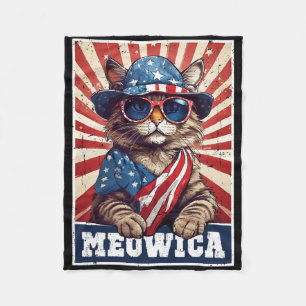 Meowica 4. Juli Katze Amerikanische Flagge Lustig Fleecedecke