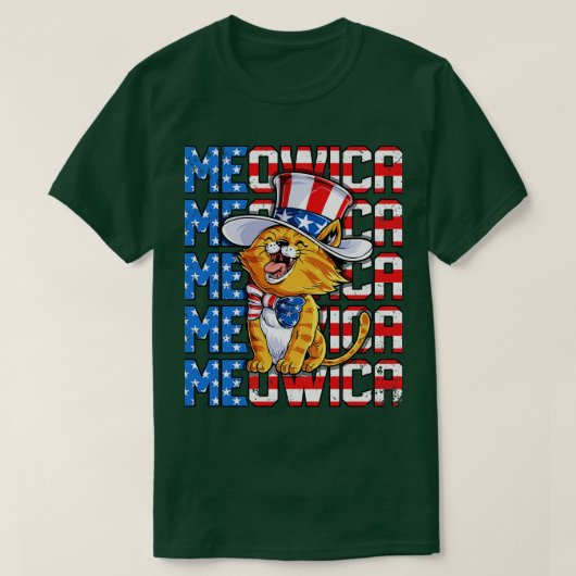 Meowica 4. Juli Merica Kat American Flag Onkel T-Shirt (Design vorne)