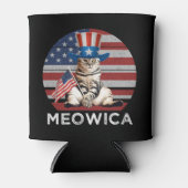 Meowica 4. Juli Patriotische Amerikanische Katze Dosenkühler (Vorderseite)