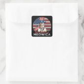 Meowica 4. Juli Patriotische Amerikanische Katze Quadratischer Aufkleber (Tasche)