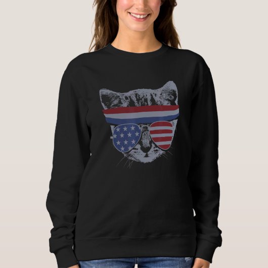 Meowica 4th July Pawtriotic Kitty Merica Cat Us Fl Sweatshirt (Vorderseite)