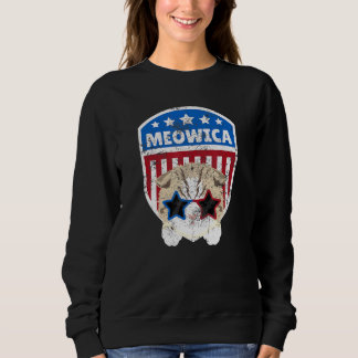 Meowica American Cat Patriotic 4. Juli Red White Sweatshirt