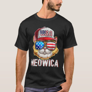 Meowica American Flag Cat 4. Juli Trucker Hat T-Shirt