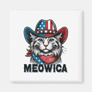 Meowica American Flag Funny 4. Juli Patriotic Magnet