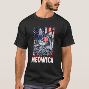 Meowica Amerikanische Flagge Katze Unabhängigkeits T-Shirt