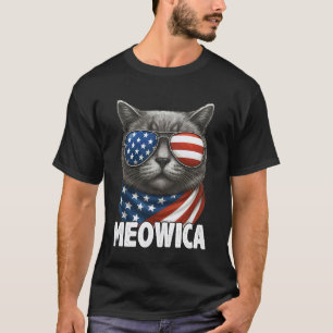 Meowica Amerikanische Katze 4. Juli Unabhängigkeit T-Shirt