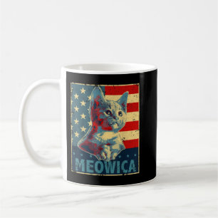 Meowica Cat 4. Juli Patriotische amerikanische Fla Kaffeetasse