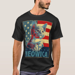 Meowica Cat 4. Juli Patriotische amerikanische Fla T-Shirt