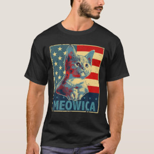 Meowica Cat 4. Juli Patriotische amerikanische Fla T-Shirt