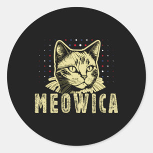 Meowica Cat 4th July Sonnenbrille Merica Cat Ameri Runder Aufkleber