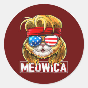 Meowica Cat Mullet American Flag Patriotic 4. Runder Aufkleber